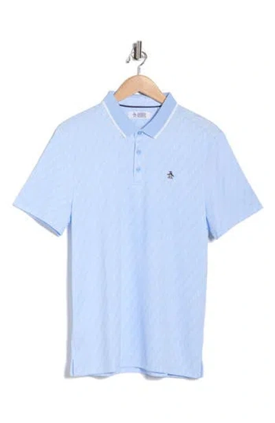 Original Penguin Petes Tipped Diamond Knit Polo In Blue