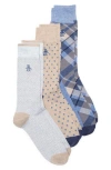 Original Penguin Pico Pattern Assorted 3-pack Crew Socks In Multi