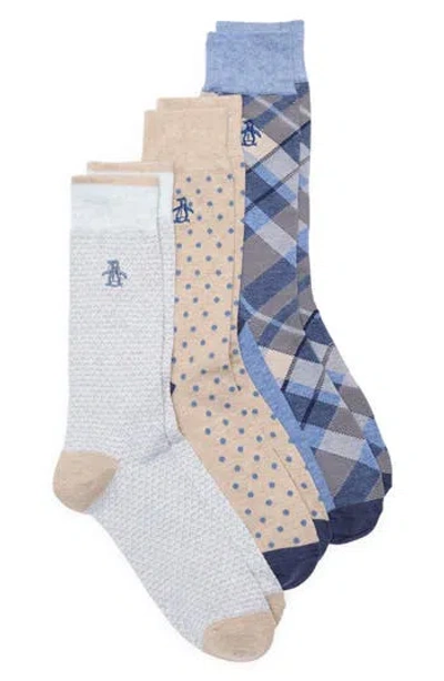 Original Penguin Pico Pattern Assorted 3-pack Crew Socks In Multi