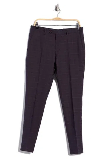 Original Penguin Plaid Flat Front Wool Blend Straight Leg Pants In Dark Purple Plaid