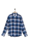 Original Penguin Plaid Long Sleeve Crinkle Cotton Button-up Shirt In Star Sapphire