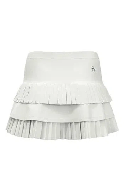 Original Penguin Pleated Ruffle Tiered Tennis Miniskirt In White