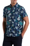 Original Penguin Poker Table Print Short Sleeve Button-up Shirt In Blue