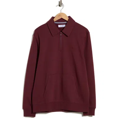 Original Penguin Quarter Zip Fleece Rugby Pullover In 610 Port Royale
