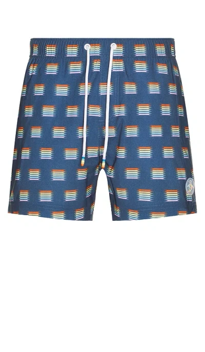 Original Penguin Rainbow Swim Short In Blue