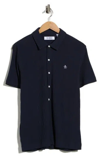 Original Penguin Raised Rib Knit Polo In 413 Dark Sapphire