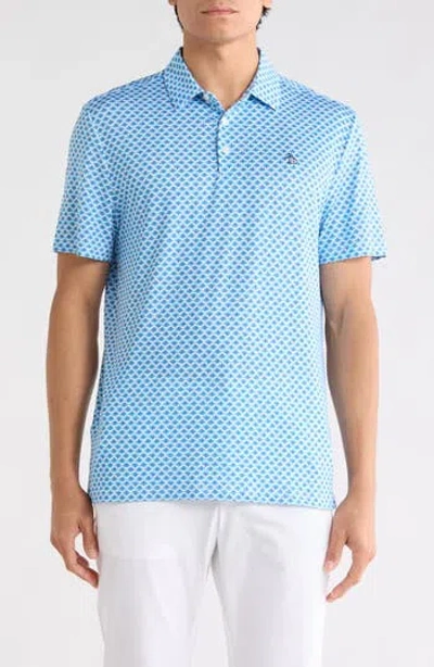 Original Penguin Retro Geometric Print Performance Polo In Blue