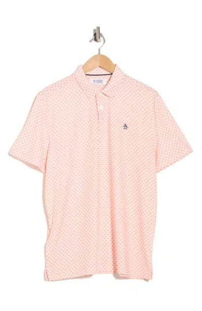 Original Penguin Retro Geometric Print Performance Polo In Pink