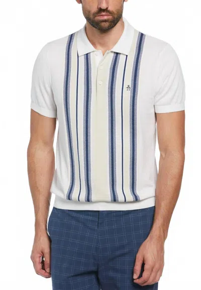 Original Penguin Retro Vertical Stripe Polo In White Multi