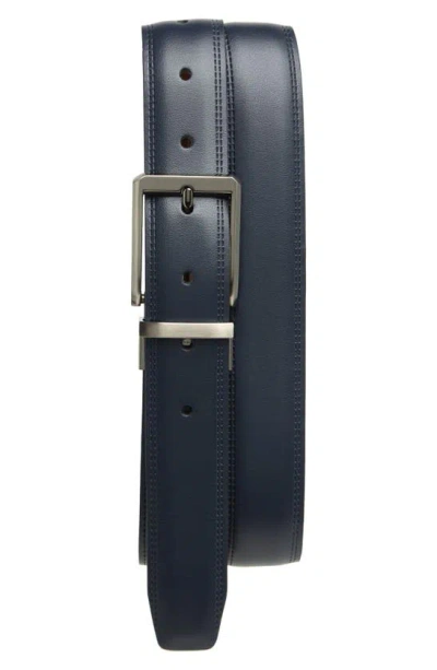 Original Penguin Reversible Leather Belt In Navy