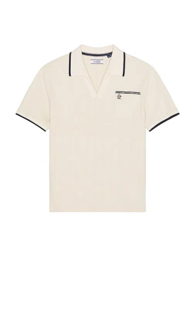 Original Penguin Rib Open Polo In Neutral