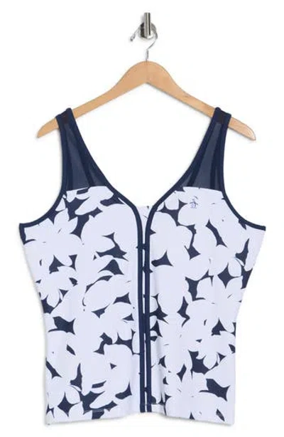 Original Penguin Riviera Floral Knit Tank In Black