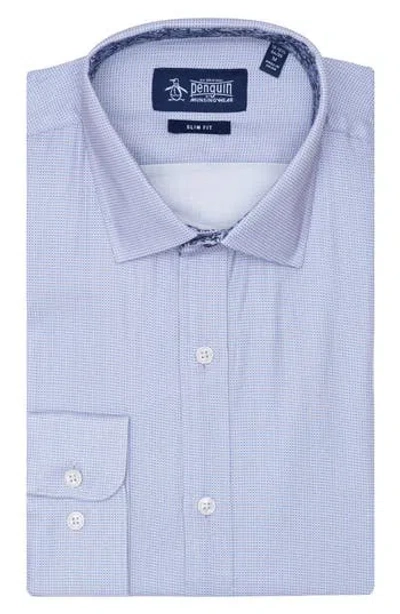 Original Penguin Royal Texture Slim Fit Dress Shirt In Blue