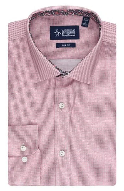 Original Penguin Royal Texture Slim Fit Dress Shirt In Gray