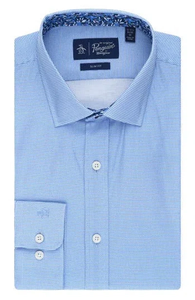 Original Penguin Royal Texture Slim Fit Dress Shirt In Light Blue