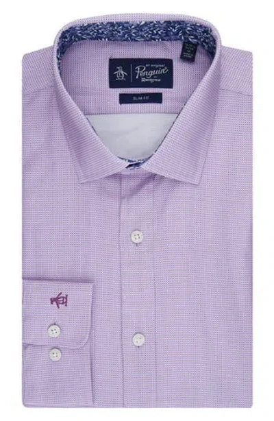 Original Penguin Royal Texture Slim Fit Dress Shirt In Lilac