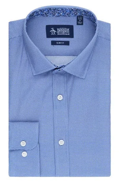 Original Penguin Royal Texture Slim Fit Dress Shirt In Navy