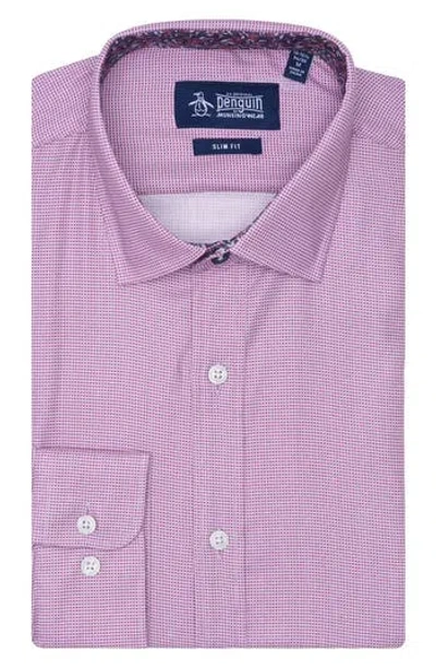 Original Penguin Royal Texture Slim Fit Dress Shirt In Purple