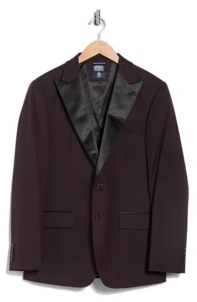 Original Penguin Satin Peak Lapel Dinner Jacket In Burgundy
