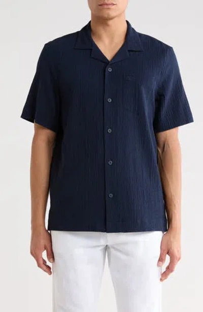 Original Penguin Seersucker Short Sleeve Camp Shirt In Animal Print