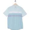 Original Penguin Short Sleeve Cotton Blend Poplin Button-up Shirt In Teal