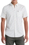 Original Penguin Short Sleeve Cotton Blend Twill Button-down Shirt In White
