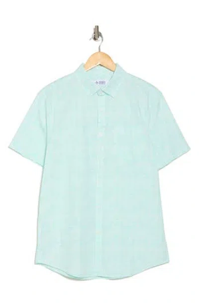 Original Penguin Short Sleeve Cotton Poplin Button-up Shirt In Blue Tint