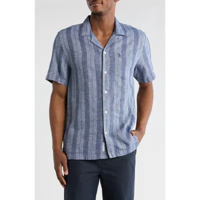 Original Penguin Short Sleeve Linen & Cotton Button-up Shirt In Green