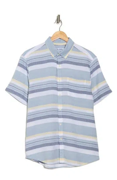 Original Penguin Short Sleeve Stretch Dobby Button-up Shirt In Blue