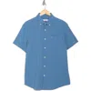 Original Penguin Short Sleeve Stretch Seersucker Button-down Shirt In Blue