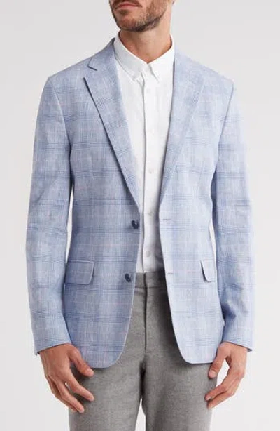 Original Penguin Single Breasted Two-button Linen Blend Sport Coat In Blue/pink