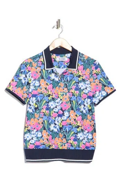 Original Penguin Sketch Floral Polo In Multi