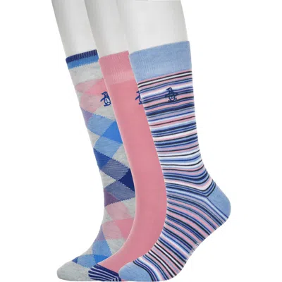 Original Penguin Skinny Stripe Assorted 3-pack Crew Socks In Multi