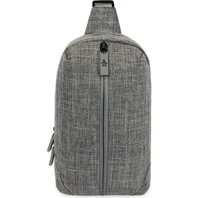 Original Penguin Sleek Sling Bag In Grey Crosshatch