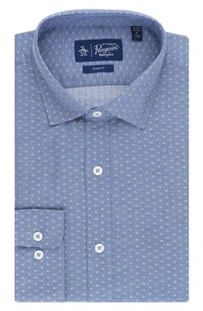 Original Penguin Slim Fit Dobby Chambray Dress Shirt In Indigo