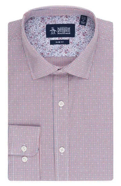 Original Penguin Slim Fit Dobby Check Floral Button-up Shirt In Nantucket