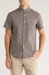 Original Penguin Slim Fit Short Sleeve Cotton Poplin Button-up Shirt In Brown