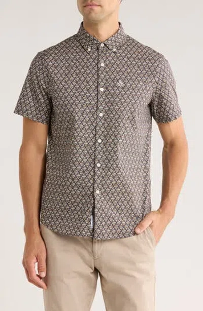 Original Penguin Slim Fit Short Sleeve Cotton Poplin Button-up Shirt In Brown