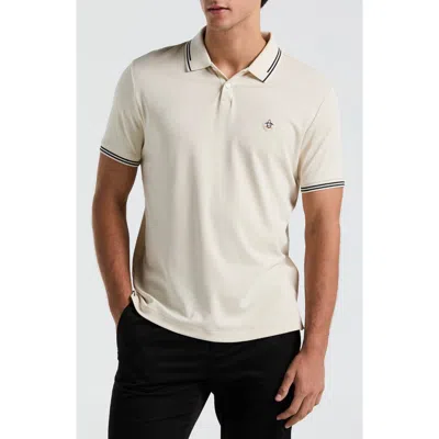 Original Penguin Slim Fit Tipped Logo Embroidered Organic Cotton Interlock Polo In Birch