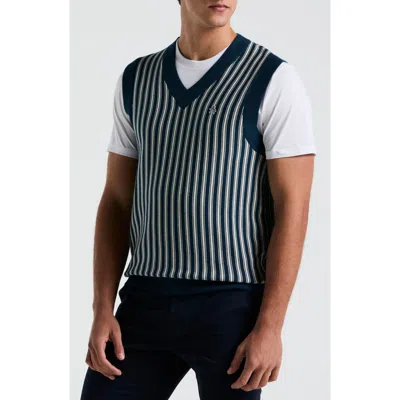 Original Penguin Slim Fit Vertical Stripe Sweater Vest In Blue Wing Teal