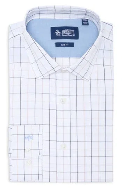 Original Penguin Slim Fit Windowpane Check Shirt In White
