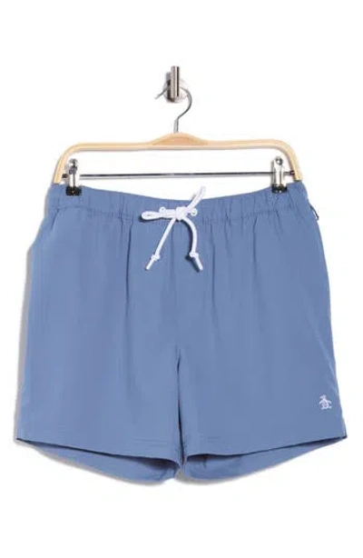 Original Penguin Solid 5-inch Swim Trunks In Multi