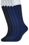 Original Penguin Solid Heather Mix 5-pack Crew Socks In Navy/black
