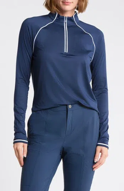 Original Penguin Solid Sun Protection Quarter Zip Performance Shirt In Purple