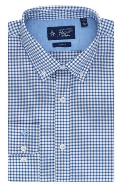 Original Penguin Solihull Check Slim Fit Dress Shirt In Blue