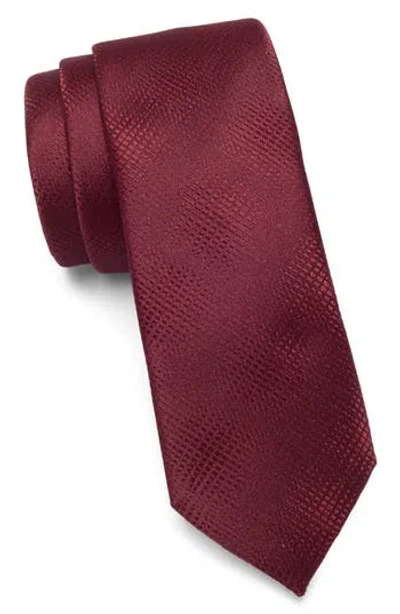 Original Penguin Speer Textured Geometric Satin Tie In Red