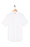 Original Penguin Stretch Linen Blend Short Sleeve Shirt In Bright White