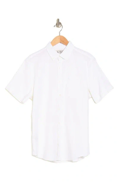 Original Penguin Stretch Linen Blend Short Sleeve Shirt In Bright White