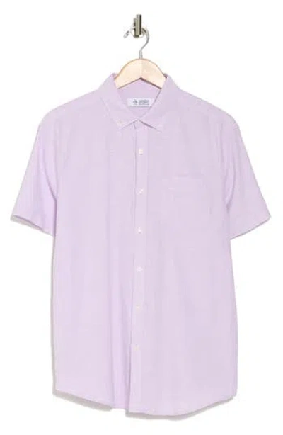 Original Penguin Stretch Linen Blend Short Sleeve Shirt In Lavendula