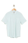 Original Penguin Stretch Linen Blend Short Sleeve Shirt In Surf Spray